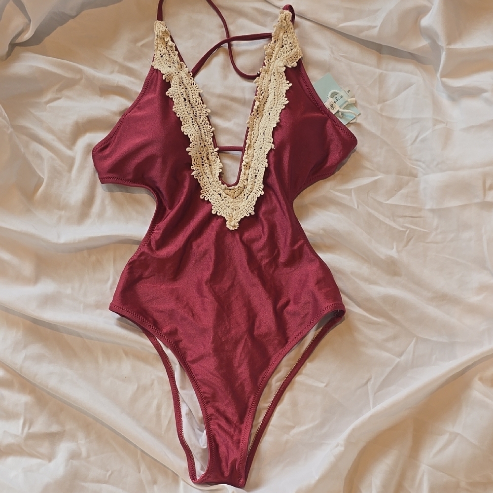 Cupshe Burgundy One-Piece Swimsuit